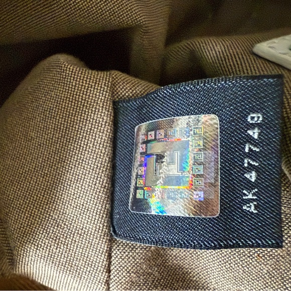 Auth RARE FENDI Tan khaki canvas White rubber zucchino mini mama Baguette Bag - Picture 12 of 15